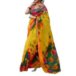 Dhupian Half Silk Skin Print Saree (PP-224) For Women