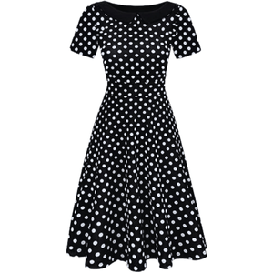 Elegant Vintage Cotton Casual Floral Print Work Party Peter Pan Collar A-Line Dress For Women's