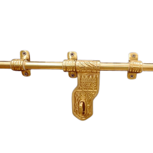 Jain Antiques Vintage Look Brass Carving Aldrop for Single and Double Door Main Door Golden Finish