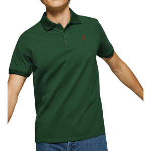 Bottle-Green Polo Shirt With Three Buttons