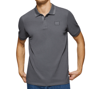 Asphalt-Grey Polo Shirt With Two Buttons