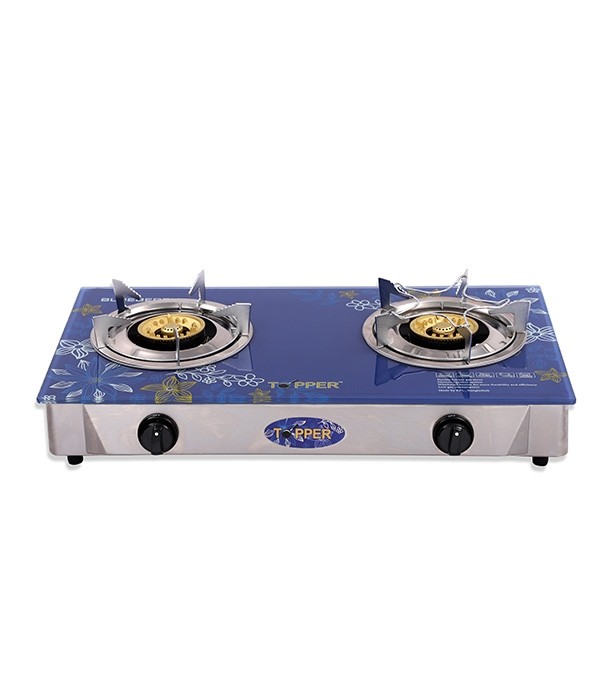 TOPPER Double Glass Auto Gas Stove LPG Blueberry