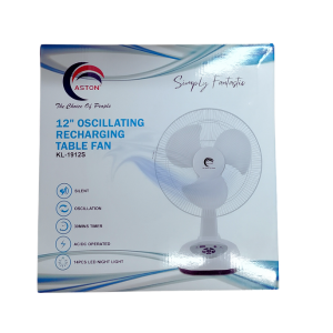 Aston's 12 inch Oscillating Rechargeable Table Fan