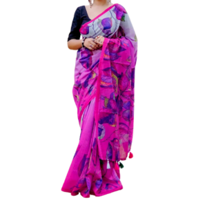 Chandni Silk Digital Printed Tassel Saree Soft And Comfortable For Women