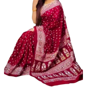 Dhupian Half Silk Skin Print Saree (PP-220) For Women