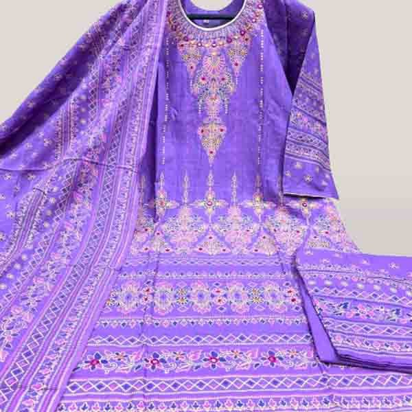 Stitched Cotton Printed Salwar Kameez For Women - 3 Piece