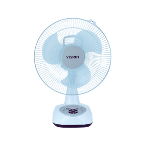 VISION Rechargeable Table Fan 14'' White With USB Charger