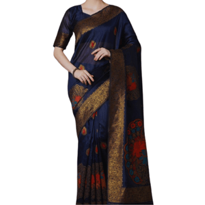 Stylish & Glorious Printed Silk Saree With Blouse Piece For Women