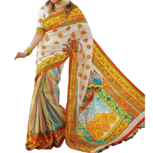 Dhupian Half Silk Skin Print Saree (PP-240) For Women