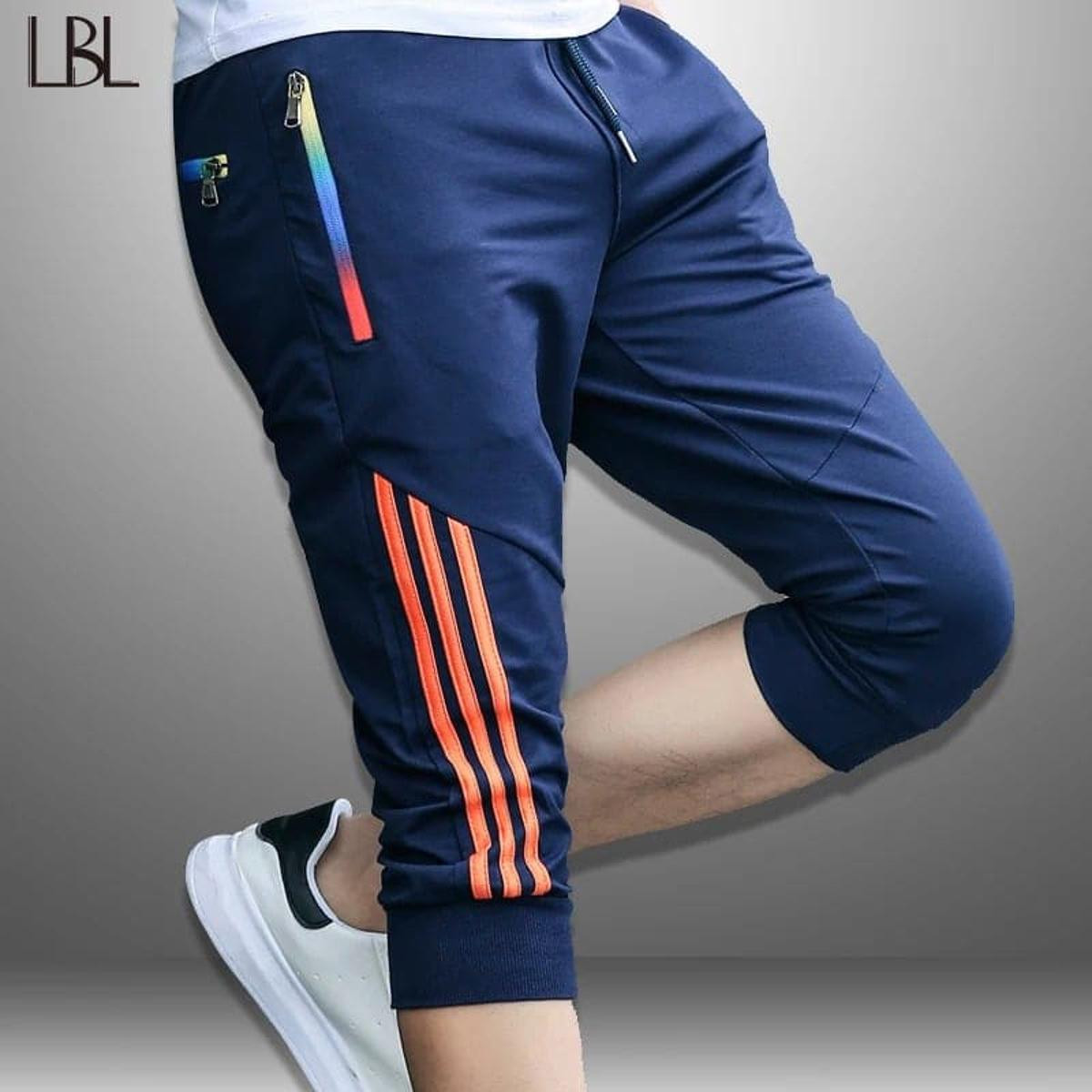 Navy Blue Cotton Three Quater For Man - Joggers For Men - Joggers For Men