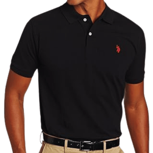 Men's Classic Polo Shirt |  Two-Button Closure Pique Polo Shirt