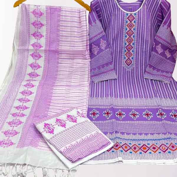 Stitched Cotton Printed Salwar Kameez For Women - 3 Piece