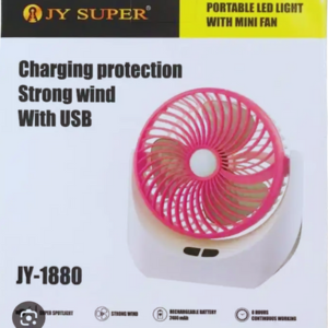 JY JY-1880 Rechargeable Mini Table Fan with LED Light