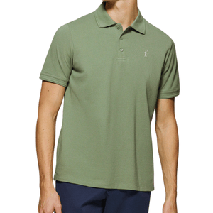 Jade-Green Polo Shirt With Three Buttons