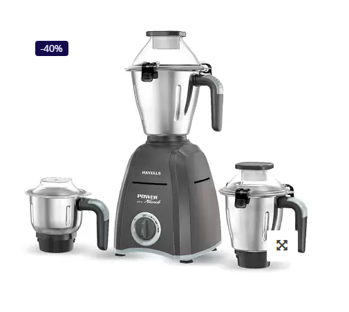 HAVELLS Power Hunk 800 Mixer Grinder (3 Jars, Grey)