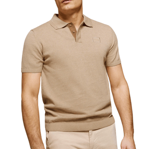 Caramel Short-Sleeve Knitted Polo Shirt