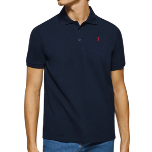 Navy-Blue Polo Shirt With Three Buttons