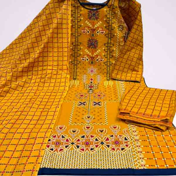 Stitched Cotton Printed Salwar Kameez For Women - 3 Piece