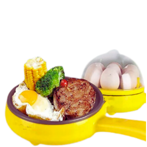 Multi Function 2 in 1 Electric Egg Boiler Steamer Omelette Frying Pan Non-Stick