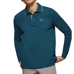 Blue Polo Shirt With Two Buttons