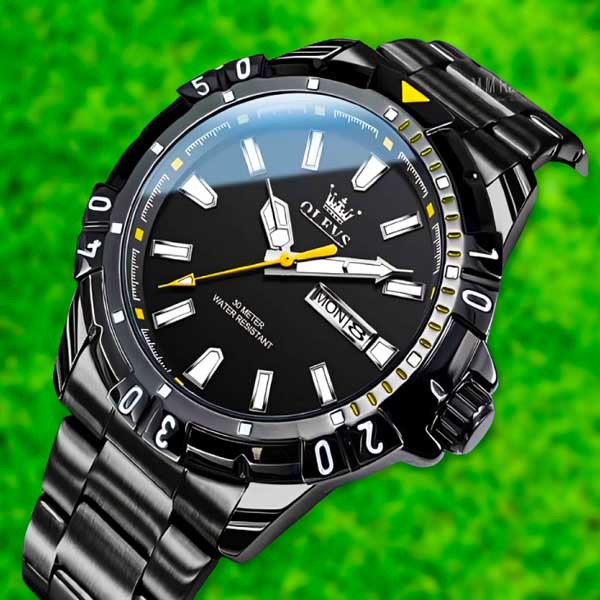 BINBOND 2521 Luxury Brand Luminous Quartz Watch For Men - Toton Black Color Watch