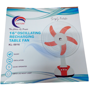 Aston's 16 inch Oscillating Rechargeable Table Fan