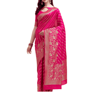 Stylish & Glorious Printed Silk Saree With Blouse Piece For Women