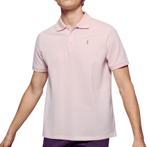 Pink-Marl Polo Shirt With Three Buttons