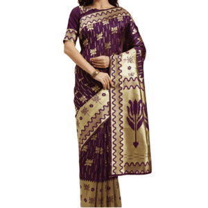 Stylish & Glorious Printed Silk Saree With Blouse Piece (MN-706) - For Women