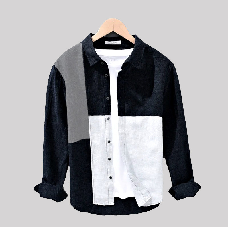 New Long Sleeve Casual Shirt for Men - black & White