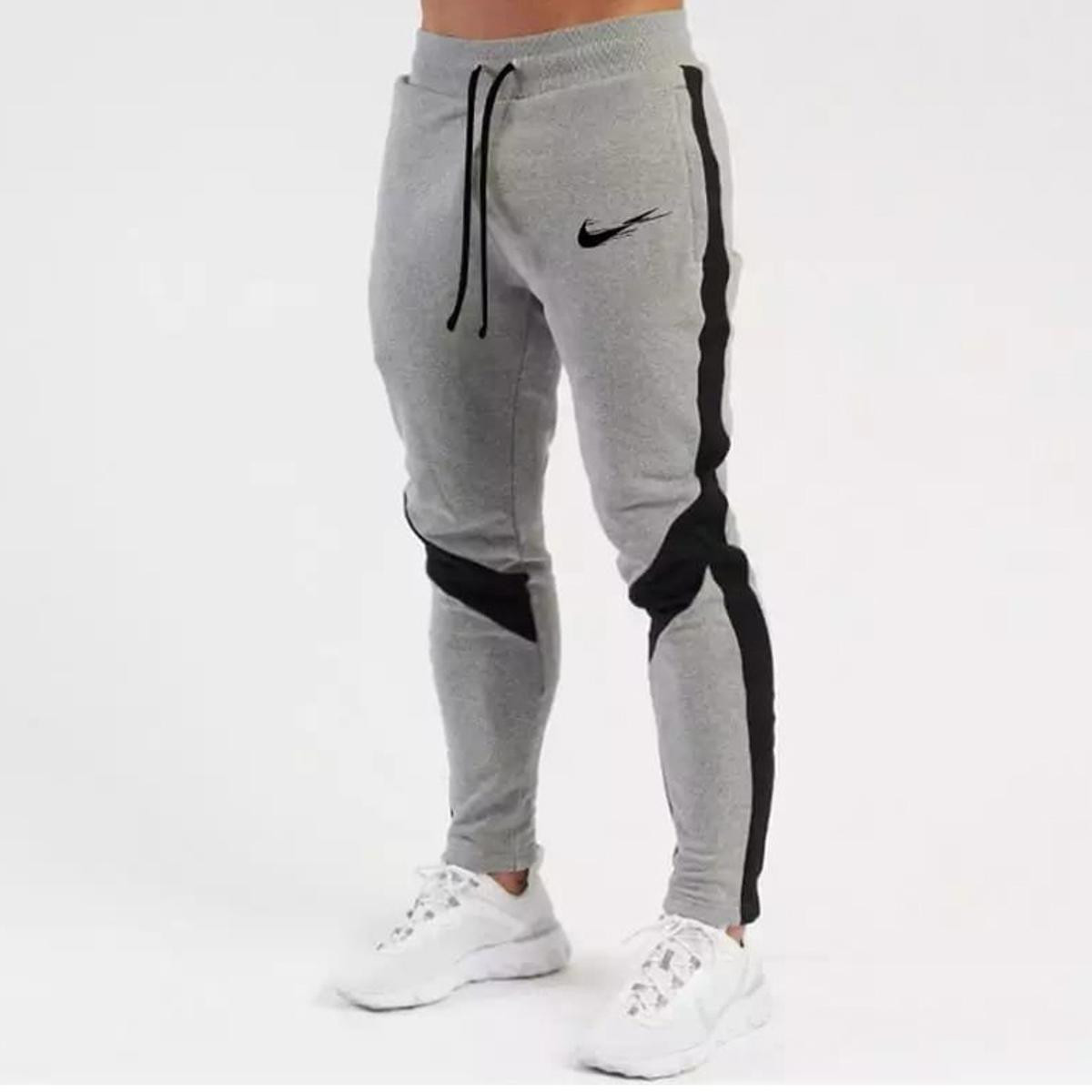 Grey&Black Cotton Super Skinny Rib Trouser for Men - Joggers For Men