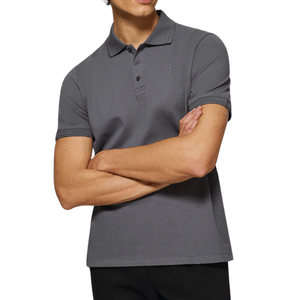 Asphalt-Grey Polo Shirt With Three Buttons