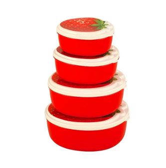 Strawberry Tiffin Box 4 Pcs Red