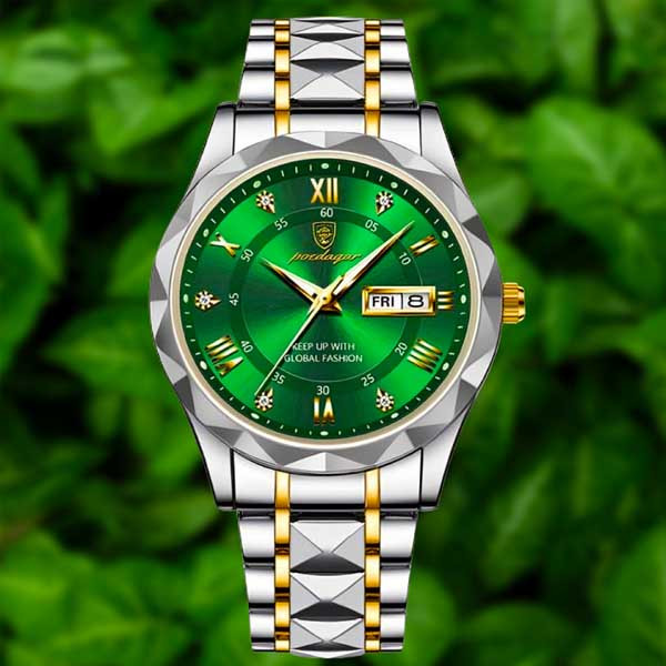 POEDAGAR 615 New Luxury Fashion Luminous Date Week Quartz Men's Watch - Toton Green Color Watch