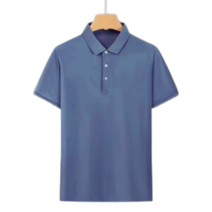 Foreign Trade Lapel Seamless Elastic T shirt Men's Short-sleeved Polo Shirt - Blue