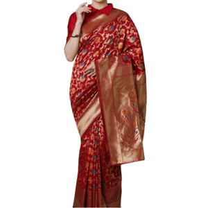 Women's Pinted Silk Saree With Blouse Piece Free For Women