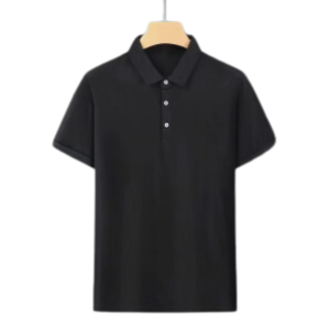 Foreign Trade Lapel Seamless Elastic T shirt Men's Short-sleeved Polo Shirt - Black