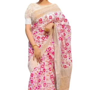 Dhupian Half Silk Skin Print Saree (PP-206) For Women