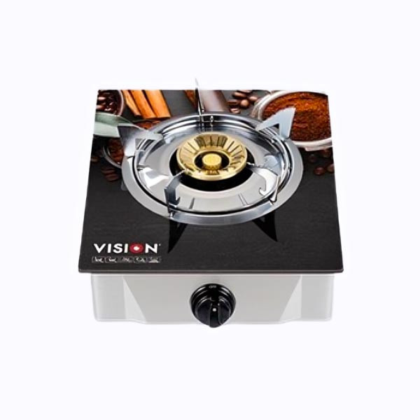 VISION LPG Single Glass Gas Stove Chocolate 3D (892724) -VISION