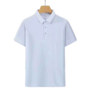 Foreign Trade Lapel Seamless Elastic T shirt Men's Short-sleeved Polo Shirt - White