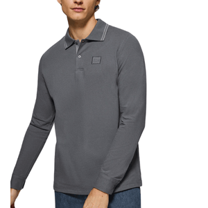 Asphalt-Grey Polo Shirt With Two Buttons