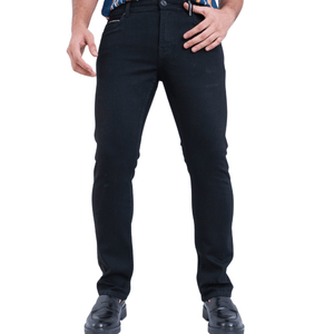 Straight Fit Black Selvedge Jeans For Men's