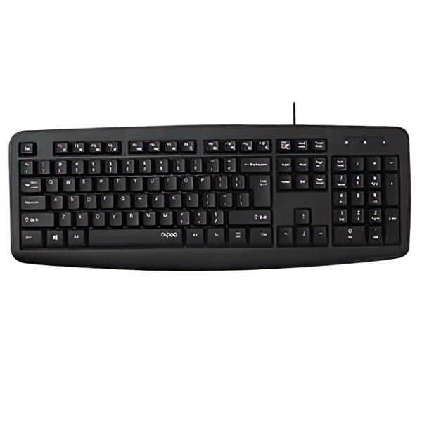 Rapoo NK2600 Spill-Resistant Black Wired USB Keyboard -Rapoo Keyboard