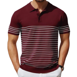 Casual Golf Shirts Short Sleeve Striped Knit Polo Knitted Fabric Digital Printing Print Pattern Shirt