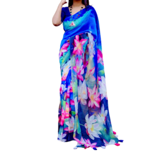 Chandni Silk Digital Printed Tassel Saree Soft And Comfortable For Women