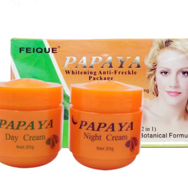 FEIQUE Papaya Whitening Anti-Freckle Day Night Cream Set-FEIQUE