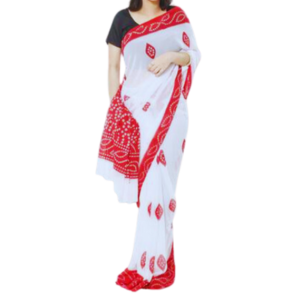 Luxury Half Silk Skin Print Saree (MN-402) For Women