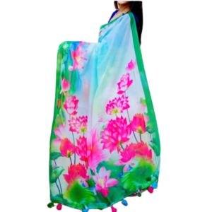 Chandni Silk Digital Printed Tassel Saree Soft And Comfortable For Women