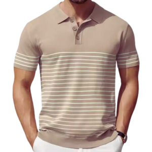 Casual Golf Shirts Short Sleeve Striped Knit Polo Knitted Fabric Digital Printing Print Pattern Shirt