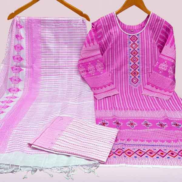 Stitched Cotton Printed Salwar Kameez For Women - 3 Piece